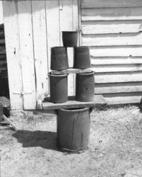 Utilitarian wares found in sheds on the Decker property. Many had incised decorations or inscriptions c 1970. Burbage8.